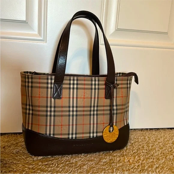 Burberry Beige and Brown Checkered Tote - Picture 2 of 13